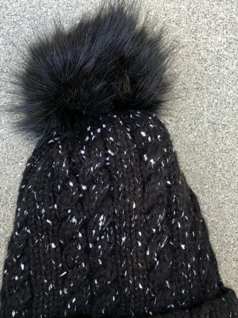 LCZTN Pom Fleece Lined Beanie Women's Cuffed Black Sherpa Hat Cap